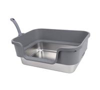 TOPINCN Grand Bac à Litière pour Chat en Acier Inoxydable, Bac à Litière en Métal à Dessus avec Côtés Hauts, Pelle pour Chats D'intérieur, Chaton, 16,93x13,39x6,69 Pouces (Gris foncé)