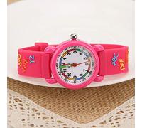 TOPINCN Horloge de Film de Dessin animé pour Enfants, Outil de Reconnaissance du Temps pour Enfants Rose/Bleu/Rose Rouge (Coque Plastique Lettre Rose Rouge)