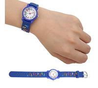 TOPINCN Horloge de Film de Dessin animé pour Enfants, Outil de Reconnaissance du Temps pour Enfants Rose/Bleu/Rose Rouge (Coque Plastique Alphabet Bleu)