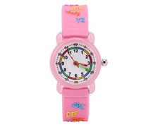 TOPINCN Horloge de Film de Dessin animé pour Enfants, Outil de Reconnaissance du Temps pour Enfants Rose/Bleu/Rose Rouge (Poudre de Coquille de Colle Lettre)