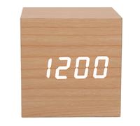 TOPINCN Horloge LED Intelligente en Bois, des Yeux, Mini Réveil Multifonctionnel pour la Décoration de la Maison, Grand écran, Réveil Numérique en Bois avec Affichage de la Température