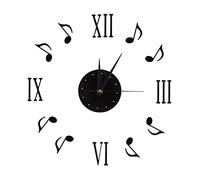 TOPINCN Horloges Murales Autocollant Note de Musique Notes de Musique 3D et Chiffres Romains Disque Vinyle Design D'intérieur Moderne Décoration D'intérieur 30-60CM