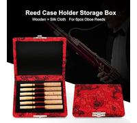 TOPINCN Housse en Bois et Tissu en Soie pour 6 Anches de Hautbois, Durable, Prévention de l'humidité, Taille Compacte, Bleu, Idéal pour les Musiciens, Bois + Tissu en Soie (rouge)