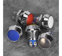 TOPINCN Interrupteur à Bouton-poussoir momentané en Métal 12 Mm Rond Interrupteur à Réinitialisation Automatique pour les Amateurs de Bricolage 5 Pièces Rouge Jaune Bleu Blanc Métallique pour Niveau