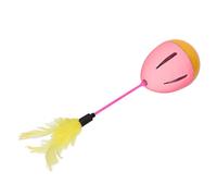TOPINCN Jouet de Chat en Plumes aux Couleurs Vives 360 360 Chats de Jouets Rotation Interactive pour Bâtons en Plastique Ludiques (Rose et Jaune)
