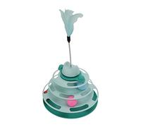 TOPINCN Jouet Interactif à roulettes pour Chat, avec 4 Couches et Bâton de Plumes, Amusant pour Chats et Chatons, Matériau PP Durable (Green)