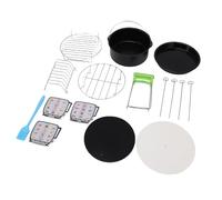 TOPINCN Kit Accessoires Friteuse Acier Inoxydable 304, Grille à Brochettes, Grille de Rôtissage, Moule à Gâteau, Plaque à Pizza, Moules Antiadhésifs, Tapis Silicone pour Cuisson Frites,