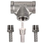 TOPINCN Kit aérateur pour bière Famille Tenue en Acier Inoxydable bière à Tenue étanche en Ligne 3,2 microns Pierre de Ventilation pour Accessoires Homebrew