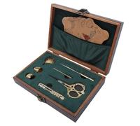 TOPINCN Kit de Ciseaux de Broderie Vintage, Lames en Acier Inoxydable, dé à Coudre, Aiguilles, Poinçon, Passe-lacet, Coupe-fil, Planche à Enrouler pour Couture Artisanale