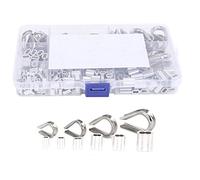 TOPINCN Kit de dé à Sertir à Manchon de Boucle, 225 Pièces, Polyvalent M1.2 à M5 pour Application de Câbles Métalliques