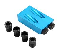 TOPINCN Kit de gabarit de Poche Angle 15° Guide de Travail du Bois Oblique Perçage Positionneur de perçage 6/8/10 mm Bleu