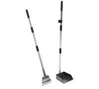 TOPINCN Kit de Râteau à Poulet, Poignée Réglable avec Pince à Litière en Forme de S, Tamisage du Sable pour Le Nettoyage du Poulailler et L'entretien de la Cour