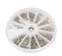 TOPINCN Kit de Vis Cruciformes Durables en Acier Inoxydable pour L'entretien des Lunettes, 600 Vis à Tête Plate M1.0-M1.6 dans une Boîte Ronde
