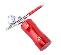 TOPINCN Kit Mini Aérographe Professionnel 0.3mm pour T-Shirt et Ensemble de Peinture de Modèle avec Outil de Nettoyage 7CC (rouge)
