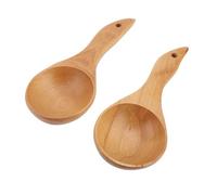 TOPINCN Lot de 2 Cuillères de Cuisine en Bois, Cuillère de Service de Cuisine, Louche en Bois Antiadhésive, Vaisselle pour la Cuisine, Servir la Salade, Remuer la Soupe