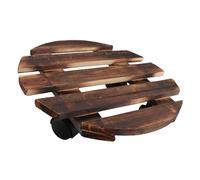 TOPINCN Lot de 2 Supports à Plantes de 12 Pouces, Support à roulettes Robuste, Base à roulettes en Bois avec 2 Roues Verrouillables pour Déplacement de Plantes en Pot D'intérieur et (Ronde)
