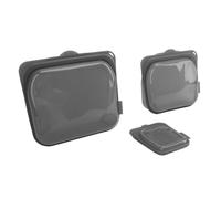 TOPINCN Lot de 3 Sacs de Conservation Alimentaires Réutilisables en Silicone, Sacs à Collation étanches, Pochettes en Silicone à Fermeture éclair, Conteneur avec Joint Hermétique pour (couleur noire)