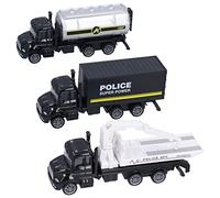 TOPINCN Lot de 3 Véhicules de Transport, échelle 1:50, Modèle de Camion à Tirer, Ensemble de Jouets, Camion de Livraison pour Enfants, Modèle de Voiture de (Ensemble de véhicule de Sauvetage