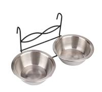 TOPINCN Mangeoire à Eau et Nourriture Suspendue en Acier Inoxydable pour Cage pour Animaux de Compagnie, Bol Hygiénique Non Toxique pour Chiot et Chien, Bol Propre et Pratique pour Chat, 2 Pièces de