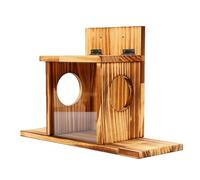 TOPINCN Mangeoire à écureuils en Bois carbonisé, Mangeoire de Construction Robuste avec Grand Plateau et Fenêtre en Acrylique, pour Cacahuètes de Maïs de Jardin D'arrière-Cour