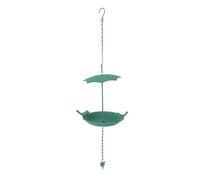 TOPINCN Mangeoire à Oiseaux Suspendue, Plateau de Bain Suspendu en Fer Vert de Grande capacité avec Parasol et Structure Robuste pour Jardin Extérieur