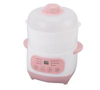 TOPINCN Marmite électrique 1L Mini Mijoteuse Petite Machine à Soupe avec Marmite Intérieure en Céramique et Panier Vapeur pour la Cuisson de la Bouillie de Riz et de la Soupe (Prise UE 220V)