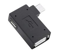 TOPINCN Micro Adaptateur USB 2.0 Femelle vers Mâle avec Port d'alimentation, Adaptateur OTG Plug and Play pour Disque Dur Mobile U Disk - 2 Pièces