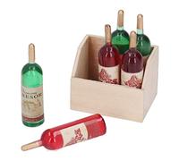 TOPINCN Mini Bouteilles de Maison de Poupée Ornement Réaliste du Vin Rouge pour Décoration de Cuisine 6 PCS Bouteilles de Boissons Miniatures en Résine avec Boîte de Rangement pour 1:12 Dollhouse on