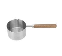 TOPINCN Mini Casserole avec Poignée Confortable en Noyer, capacité de 200 ML, en Acier Inoxydable, évite Les Brûlures pour Un Assaisonnement Rapide, Conception à Fond Plat