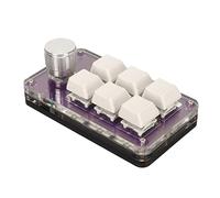 TOPINCN Mini Clavier, Bricolage Programmable Plug and Play Connexion Filaire 6 Touches Clavier à Une Main avec Bouton Lumière RVB pour PC (Violet Transparent)
