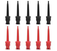 TOPINCN Mini -ic Composants Test Hook Clamp/Holder Gold Plated pour les Tests Multimètres Exacts 10pcs 5 Couleurs pour les Techniciens de Réparation (Cinq noirs et cinq rouges)