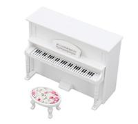 TOPINCN Modèle de Piano de Poupées Piano Miniature en Bois Blanc avec Tabouret Musical, Jouet Merveilleux pour Les Collectionneurs de Maisons de Poupée, Développer des Compétences Pratiques, Un