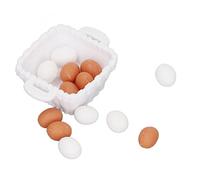 TOPINCN Modèle D'œuf de Maison de Poupée, œufs Alimentaires Décoratifs Miniatures avec Panier pour Enfants, Jeu en Plastique, Ensemble de 15 Pièces
