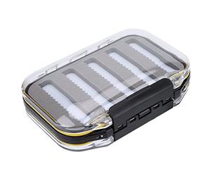 TOPINCN Mouche Pêche Mouches Kit Fly Lure Box Double Côté en Plastique Appâts Boîte Mousse Rembourrée Leurres Titulaire Cas Accessoire(Jag Shape-Black)