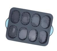 TOPINCN Moule à Pain en Silicone, Moule à Pain Français Antiadhésif jusqu'à 220 °C, Moule perforé avec Conception Ventilée pour la Cuisson de Petits Pains Hoagie (8 cavités)