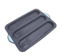 TOPINCN Moule à Pain Silicone Antiadhésif perforé, Poignées Antidérapantes, pour Cuisson Uniforme et Démoulage Facile (3 cavités)