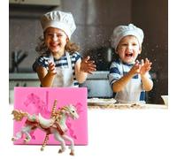 TOPINCN Moule en Silicone 3D Cheval de Carrousel DIY, Moule Non Adhésif