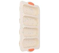 TOPINCN Moule en Silicone, Plaque de Cuisson à Pain à 4 Rainures avec Lisse et Poignée, 33,4 X 23,5 X 2,5 Cm Moule à Pain Français pour Four à Domicile Boulangers (Bandes de couleur beige)