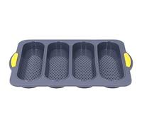 TOPINCN Moule en Silicone, Plaque de Cuisson à Pain à 4 Rainures avec Lisse et Poignée, 33,4 X 23,5 X 2,5 Cm Moule à Pain Français pour Four à Domicile Boulangers (Gris clair)