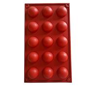 TOPINCN Moule Semi-Sphère en Silicone 15 Trous Moule de Cuisson Polyvalent pour Faire des Gâteaux Mousse Chocolats Idéal pour Les Desserts 29 X 17,3 Cm Rouge Brique