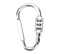 TOPINCN Mousqueton Verrouillage en Alliage d'aluminium d'escalade Clip Crochet de sécurité avec 3 Chiffres Verrouillage à Combinaison Cadenas pour Camping randonnée Corde, argenté