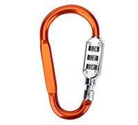 TOPINCN Mousqueton Verrouillage en Alliage d'aluminium d'escalade Clip Crochet de sécurité avec 3 Chiffres Verrouillage à Combinaison Cadenas pour Camping randonnée Corde, Orange