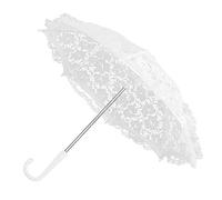 TOPINCN Ombrelle de mariage en dentelle blanche avec fleurs brodées - Accessoire de costume pour femme - Blanc