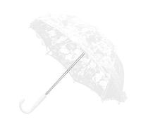 TOPINCN Ombrelle de mariage en dentelle blanche avec fleurs brodées - Accessoire de costume pour femme (couleur décolorée)