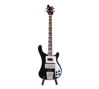 TOPINCN Ornement de Guitare Basse Miniature Noire avec Support et étui pour Affichage de Bibliothèque en Tilleul 7,9 X 2,4 X 0,4 Pouces, Cadeau D'anniversaire pour Amis