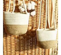 TOPINCN Panier à Plantes tressé 2 Pièces, Corde de Chanvre en Coton, Pots de Fleurs Suspendus, Design Peu Encombrant pour la Décoration de la Maison et du Bureau (Couleur assortie)