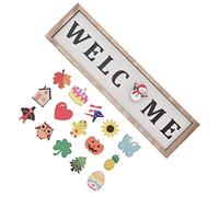 TOPINCN Panneau de Porte en Bois Interchangeable à 16 Icônes pour la Décoration de la Maison, du Bureau, de la Ferme, Matériau en Buis de Style Rustique, Idée Cadeau Parfaite, 15,7 X 4,3 X 0,4 Pouces