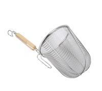 TOPINCN Passoire à Pâtes en Acier Inoxydable, Panier à Pâtes en Maille de qualité Alimentaire avec Poignée en Bois, Passoire à Nouilles pour égoutter les Pâtes, Nouilles, Légumes,