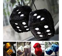 TOPINCN Pendentif de Voiture Suspendu en Peluche, Dés Craps de Couleurs Unies, Accessoire de Décoration Personnelle pour Rétroviseur, adapté au Matériau en Coton (Black)