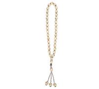 TOPINCN Perles de Prière Musulmanes Unisexes en Résine Rondes Mots de Rediing Chapelet Fournitures de Culte Accessoire Muhammad gravé Perles de Chapelet de Prière Islamique Musulman Islam (Beige)